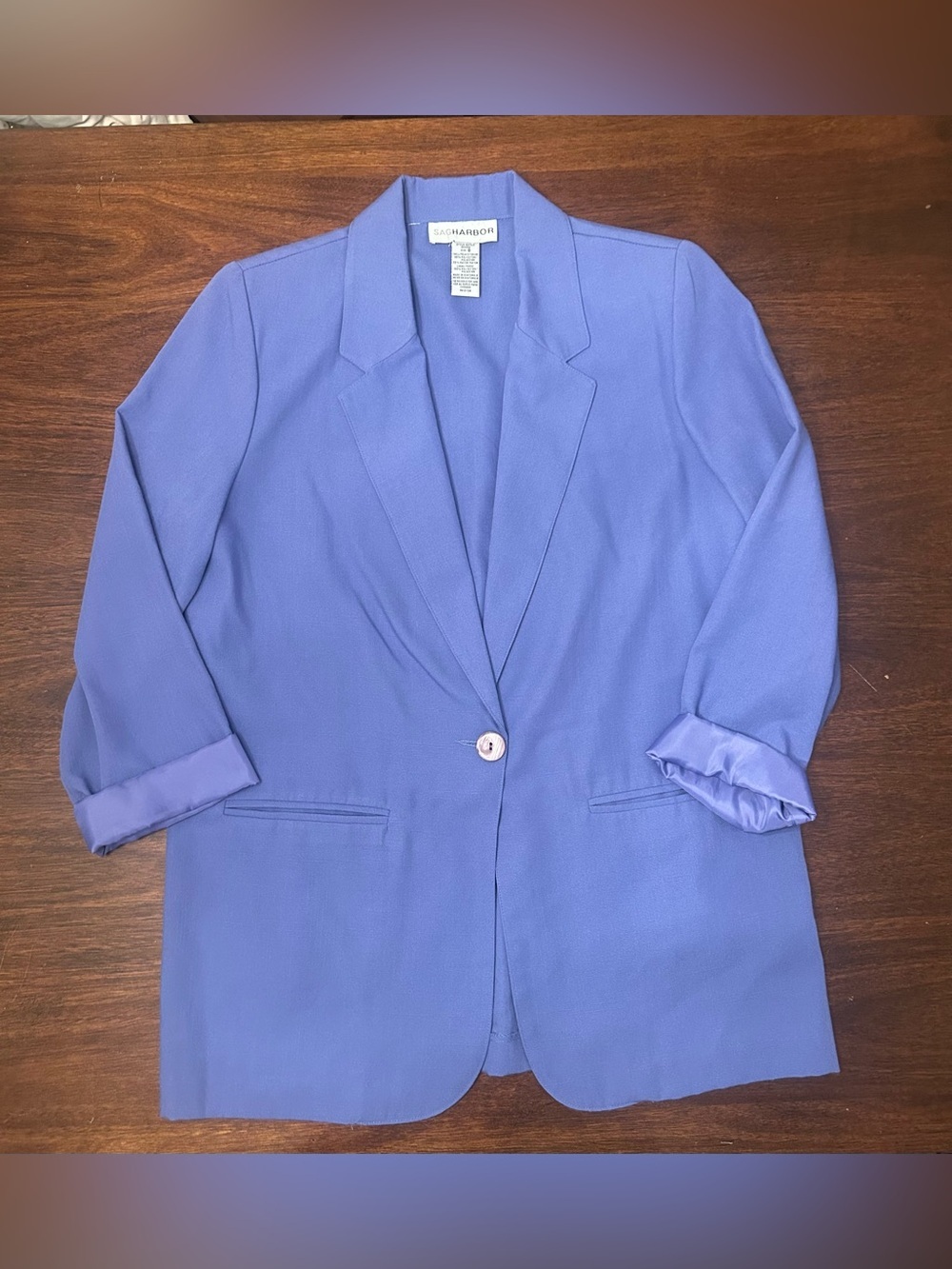 Vintage Sag Harbor Periwinkle Single-Button Blazer